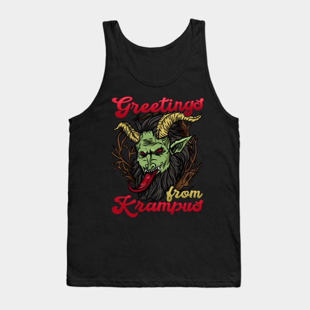 Greetings from Krampus - Ugly Christmas Demon Gift Tank Top by biNutz